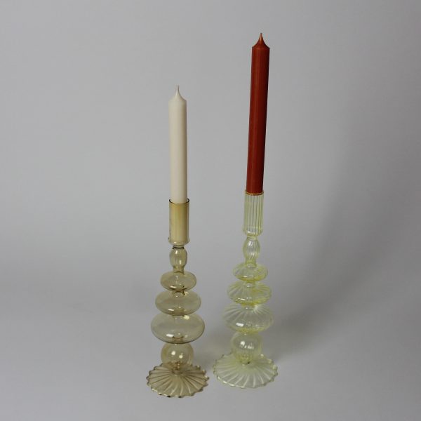 Kandelaar glas licht geel