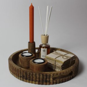 Waxinehouder hout naturel