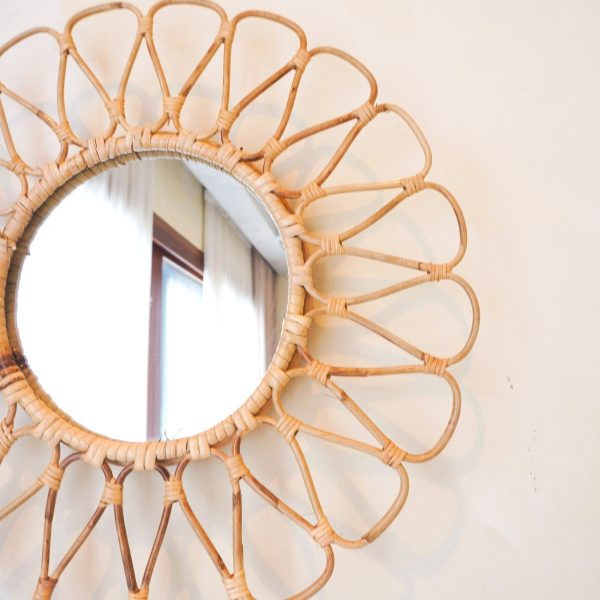 Kleine rotan spiegel 38 cm handgemaakt wanddecoratie - Image 3