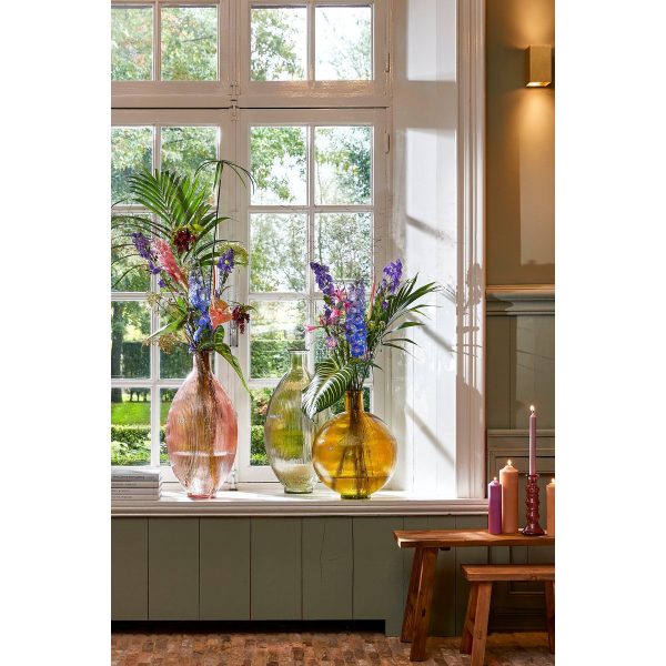 Firenza Fles Vaas - H59 x Ø29 cm - Gerecycled Glas - Lichtbruin - Image 6