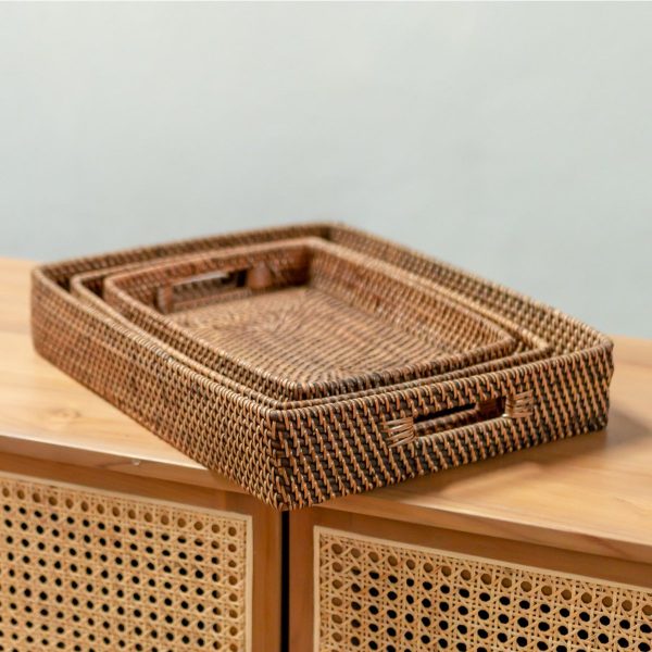 Rotan dienblad AMAHAI Roodbruin (3 maten) - Image 2